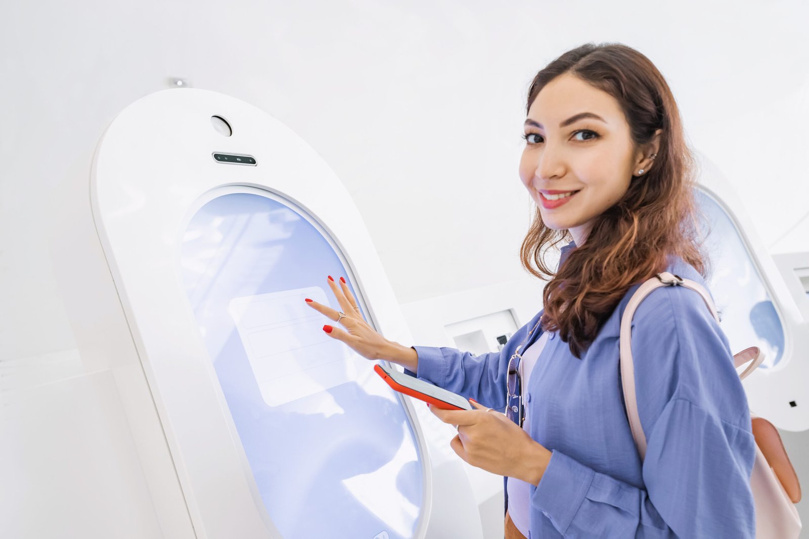 Self-service payment kiosk at a quick service restaurant