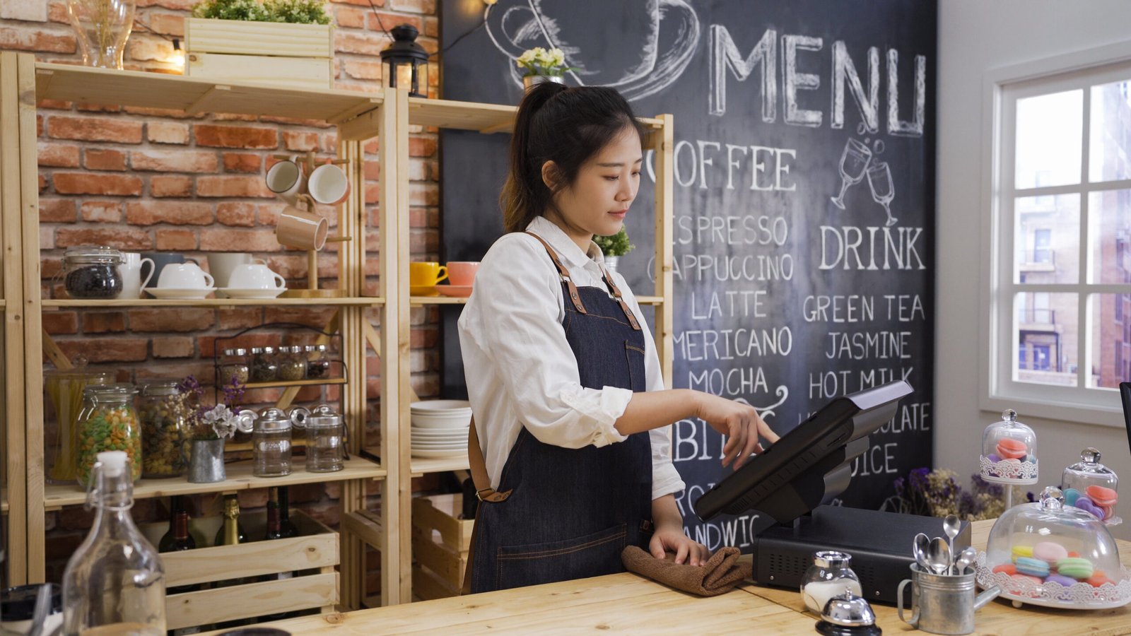 Restaurant staff logging into POS system with unique access credentials